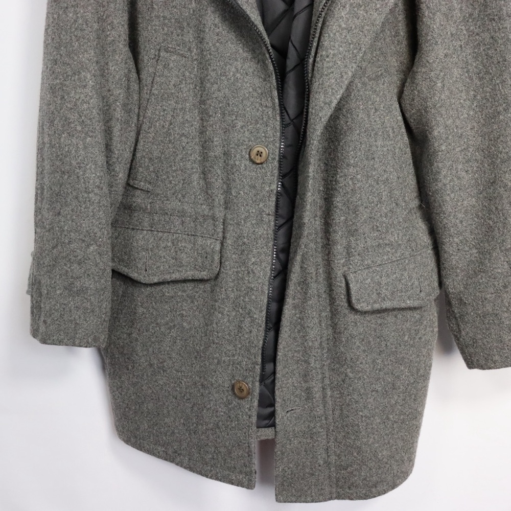 Christian Dumas Gray Pea Coat with Brown Accents - Picture 3 of 6